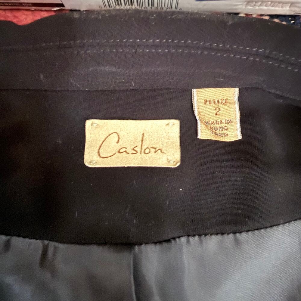 Nordstrom Caslon 2-Pc. Solid Black Polyester Skirt Suit Size 2P - Picture 8 of 11